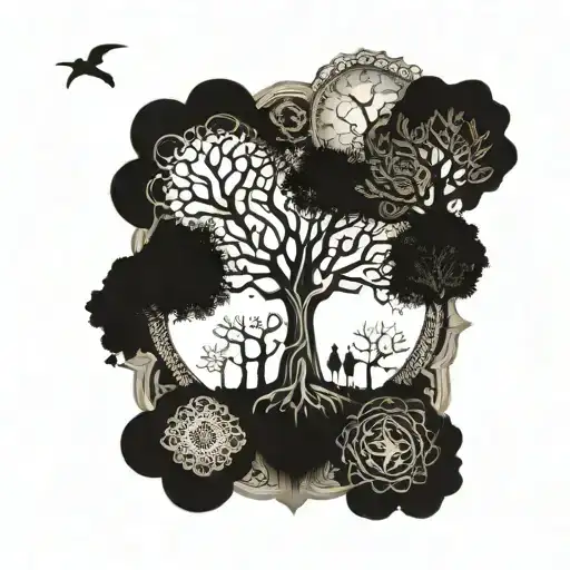 A Family Tree Intertwined With Spiritual Symbols