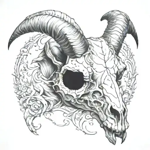 A Hauntingly Beautiful Portrait Of A Goat Skull