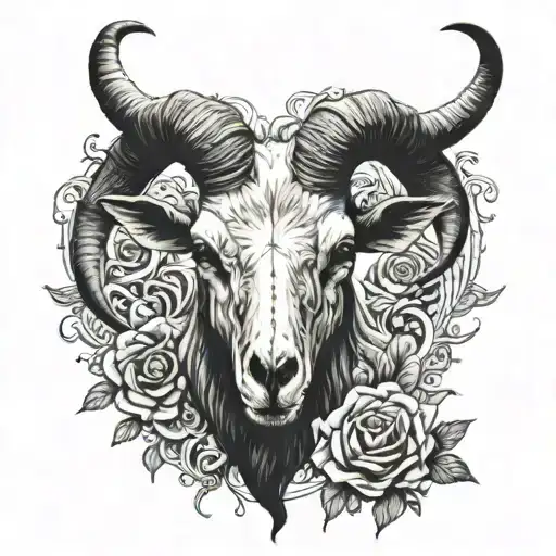 A Hauntingly Beautiful Portrait Of A Goat Skull Straight On View