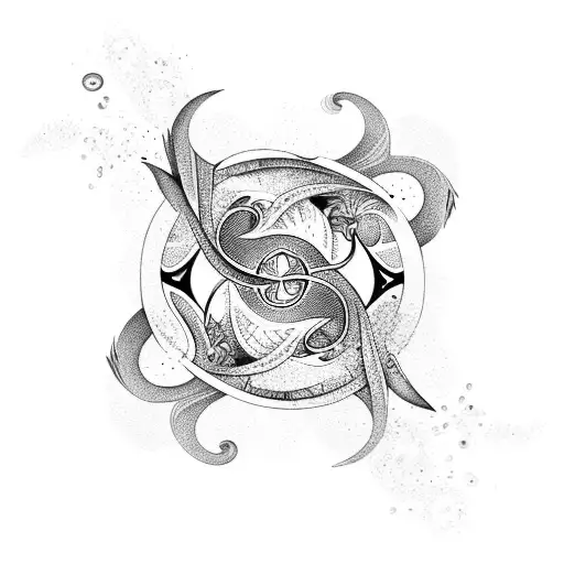 A Mystical Pisces Symbol Intertwined With Water Waves