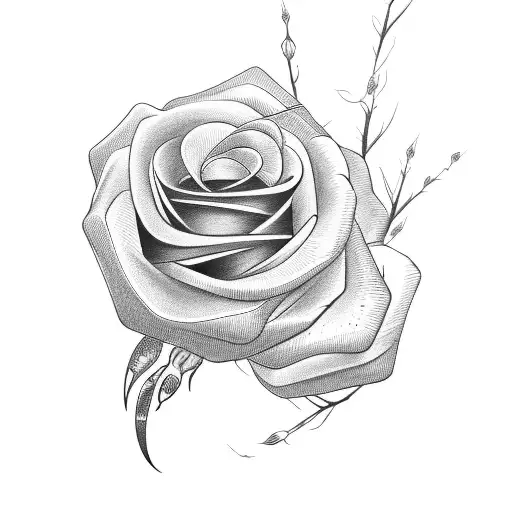 Flying Hawk And Rose