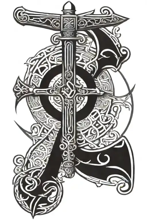 Celtic Pattern With Sword In The Middle Surrounded Forearm