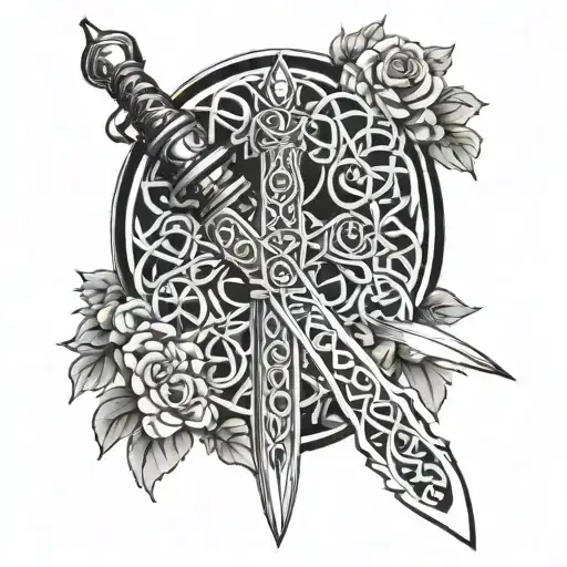 Celtic Pattern With Sword In The Middle Surrounded Forearm