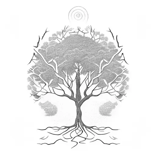 A Tree Of Knowledge With Roots Forming Philosophical Symbols