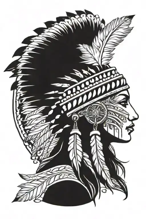 Native American Female With Beaded Headdress