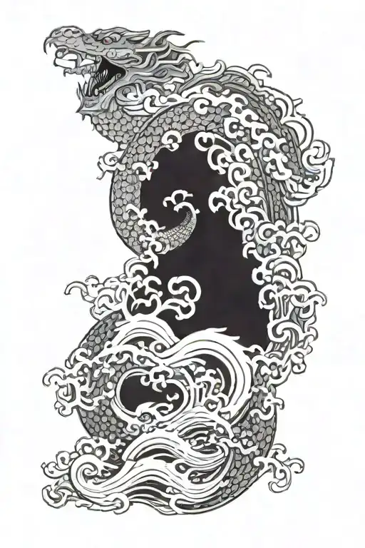 Japanese Waves And Dragon Wrapping