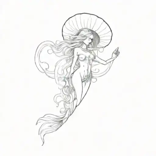 A Jellyfish And Mermaid Surrounded