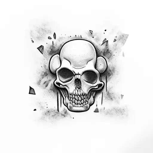 Castelo Gotico Com Caveira E Algumas Partes Em Full Black