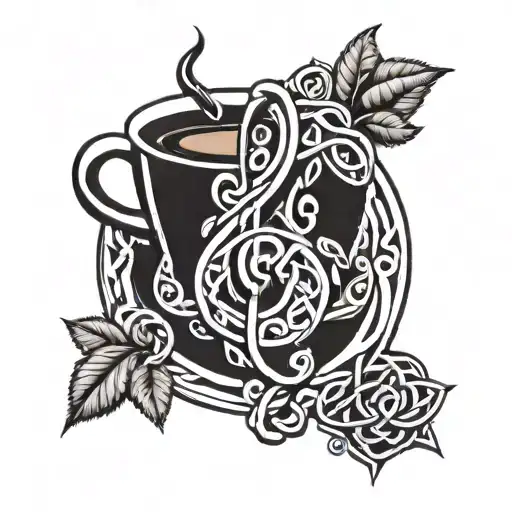 A Celtic Knot Design Incorporating Musical Notes And Coffee Beans