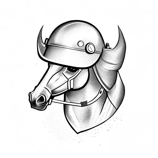 Combine A Horse And A Military Helmet In A Dynamic Pose
