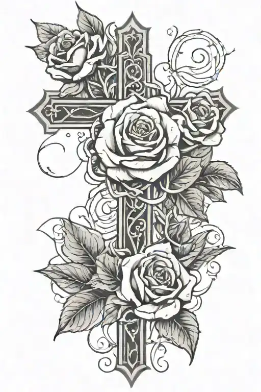 Achor Cross And Rose Intertwined