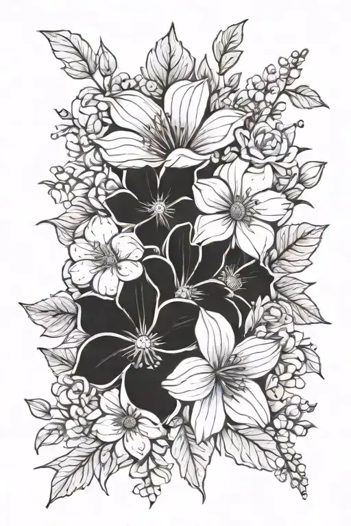Black And White Flowers On Forearm