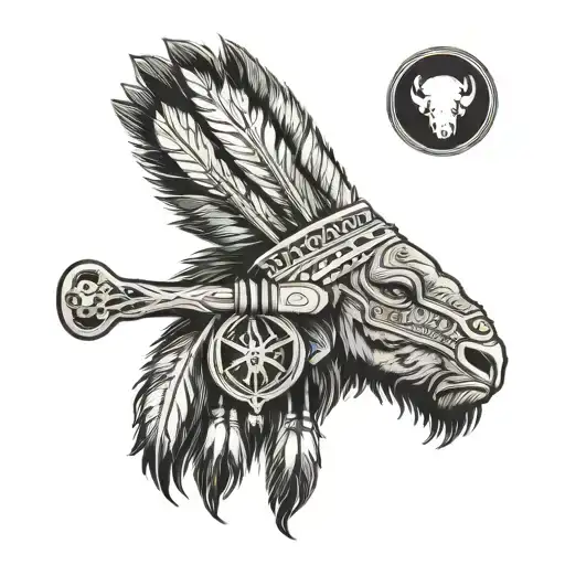 Buffalo Head Indian Lacrosse Stick