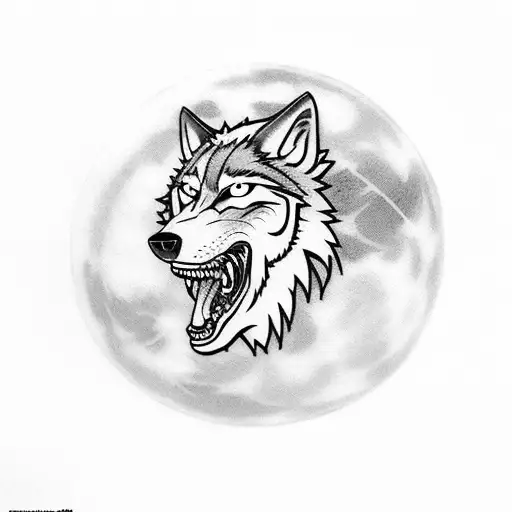 A Wolf Howling At A Basketball-shaped Moon