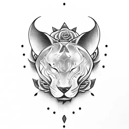 Oldschool Roses Moon Full Body Panther Black