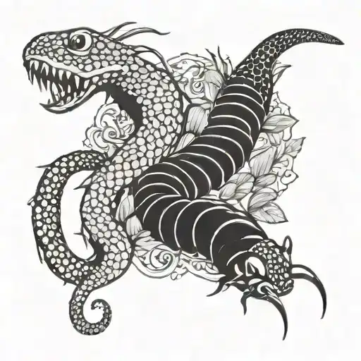 Catapillar Facing Off Against A Snake