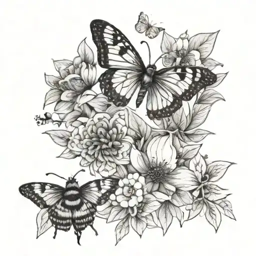 Butterfly And Bee Flowers