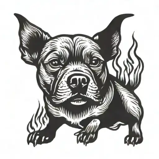 Bonfire With Pit Bull Dog