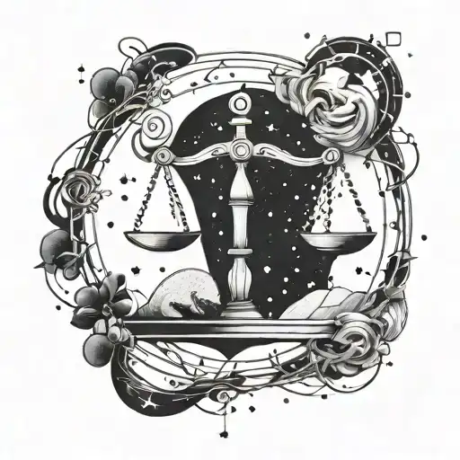 Libra Symbol And Constellation Intertwined