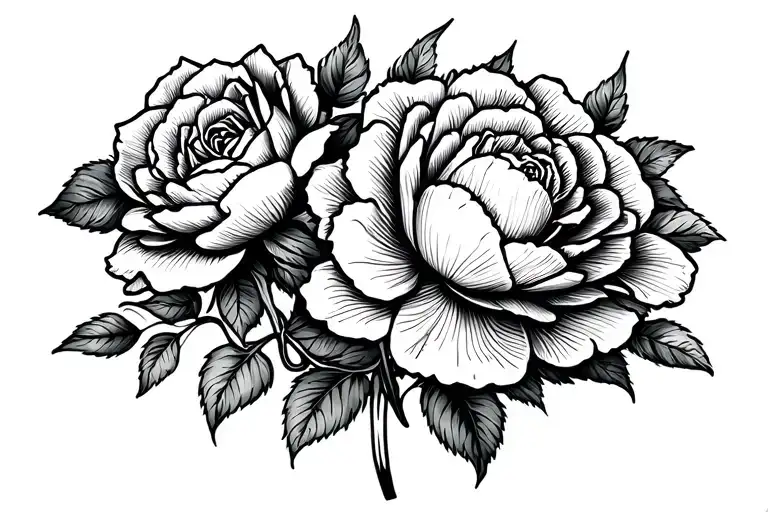 Western Leather Tooled Peony And Roses Blooming