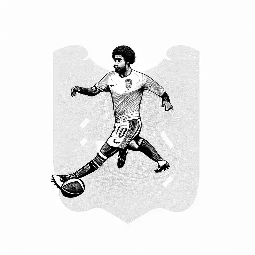 A Dynamic Blackwork Tattoo Of A Corinthians Football Player In Action