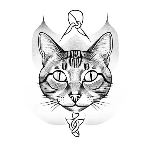 Psychology Symbol With A Cat Silhouette Intertwined