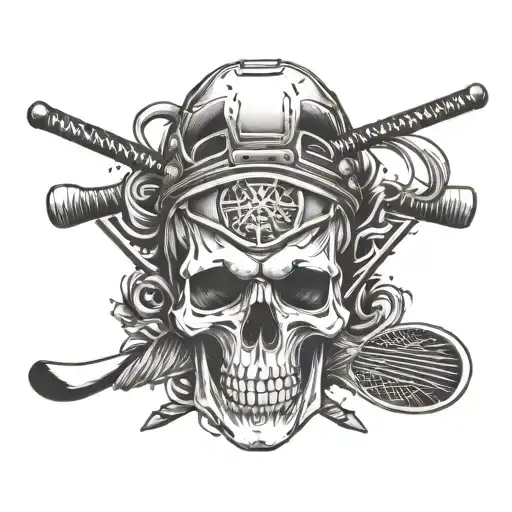 Skull With Hockey Sticks