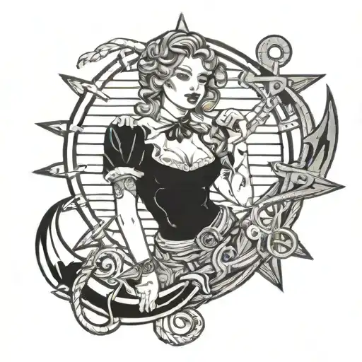 Western Girl Pinup On An Anchor