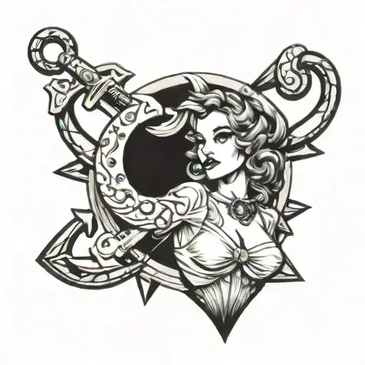 Western Girl Pinup On An Anchor