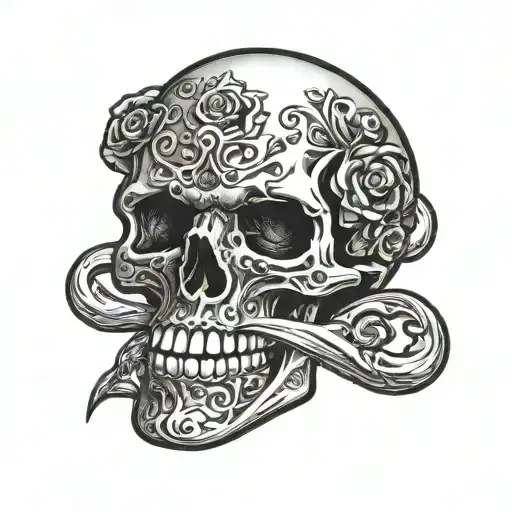 Skull Candy Finger Over Mouth Tattoo Design