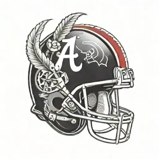 Combine The Alabama Football Logo With A Sagittarius Symbol In A Blackwork Style