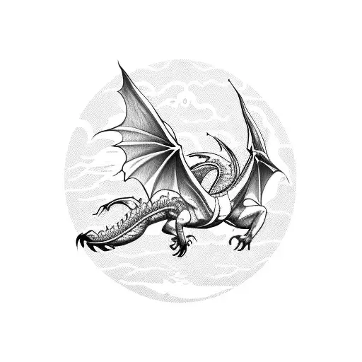 A Majestic Dragon Soaring Over A Beach Sunset