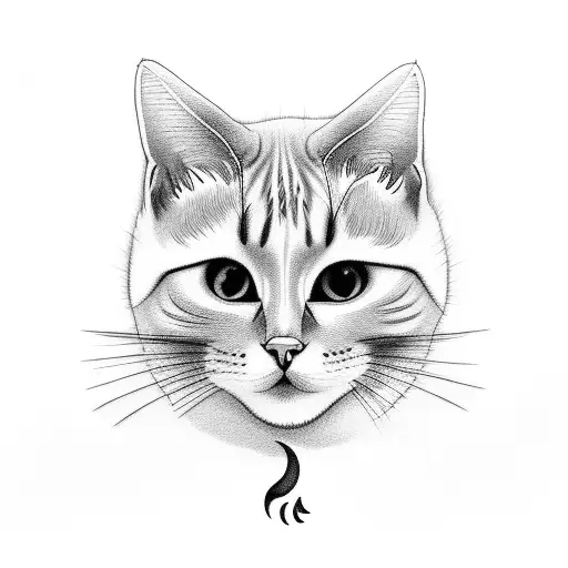 Cats With Moon And Clouds Around