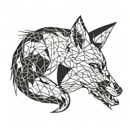 A Fox Intertwined With A Complex Geometric Pattern Representing Game Theory Concepts