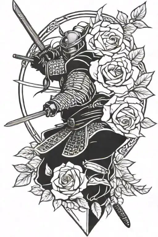 Roses And Samurai Warrior