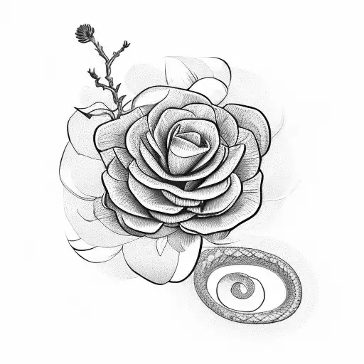 A Botanical Illustration Of A Snake Wrapped Around A Flower