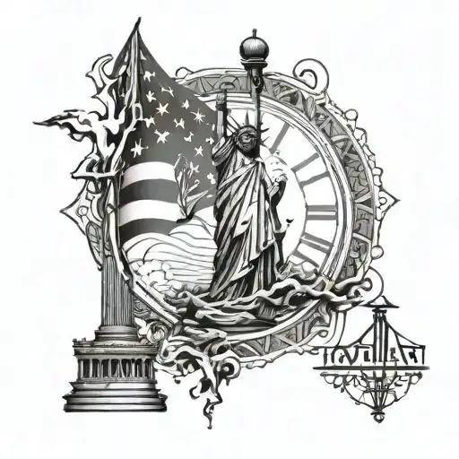 American Flag 3 Percenter Clock Roman Numeralls Statue Of Liberty