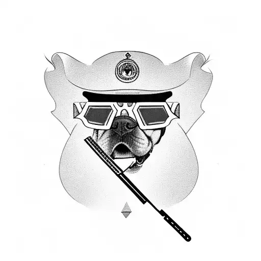 A Dog Wearing A Poker Visor And Holding A Gun In Its Mouth