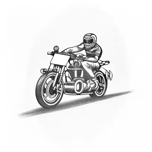 A Tattoo Of A Vintage Car And Motorcycle Racing Side By Side On A Winding Road