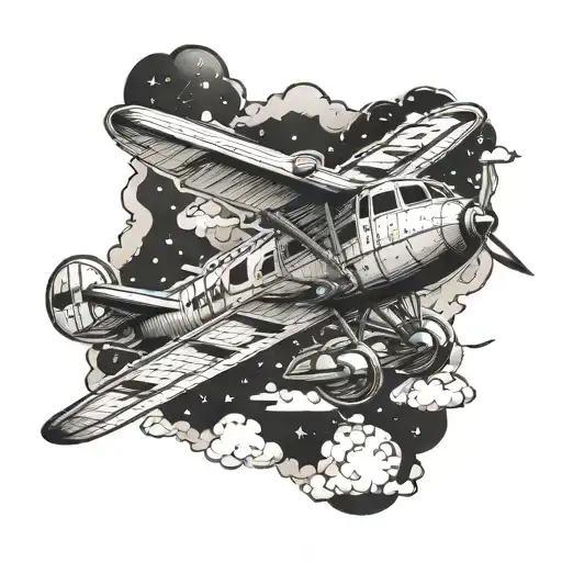 Bear And Plane Flying In The Sky