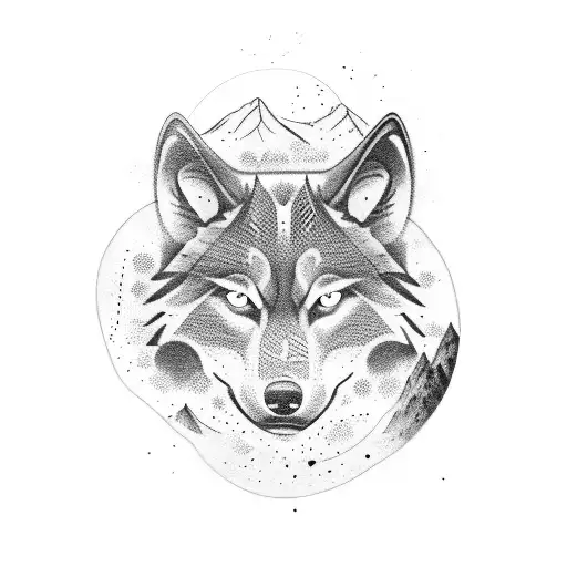 A Wolf's Paw Print Merging With A Mountain Range