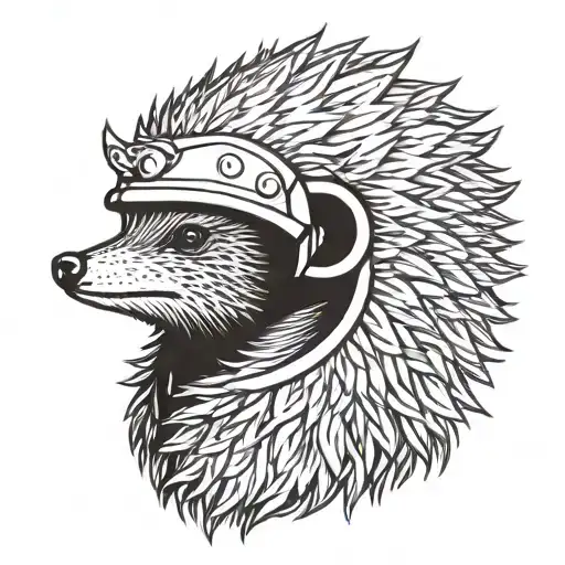 Hedgehog Wearing A Valkyrie Helmet