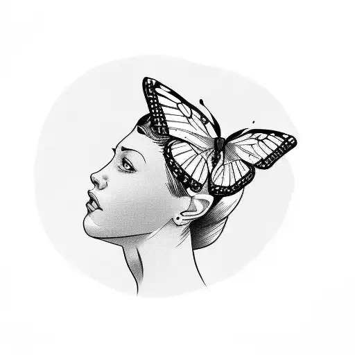 A Comic Book Style Portrait Of A Person With A Butterfly Emerging From Their Mind