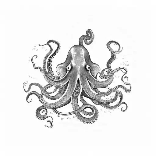 A Majestic Octopus Swimming In The Deep Ocean