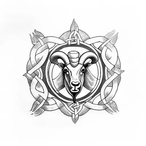 Ram With Celtic Circle Around It