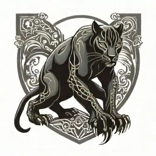 Black Panther With Its Body That Symbolizes Confidence And Strength