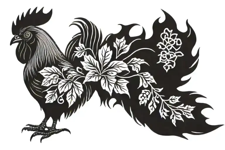 French Rooster With Canadian Maple Leaf Clover