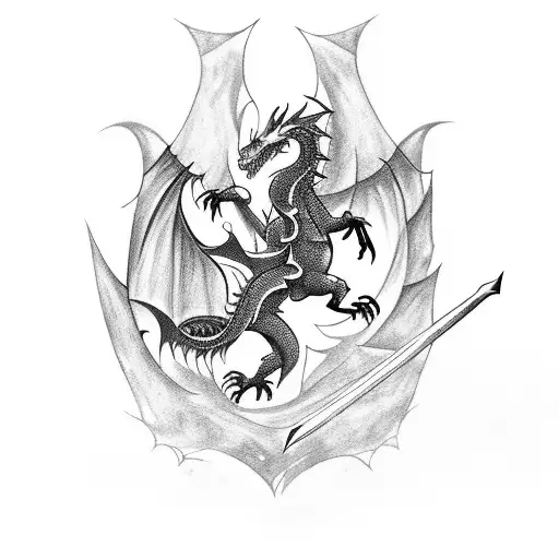 A Fierce Dragon Battling A Medieval Knight In A Dark Forest