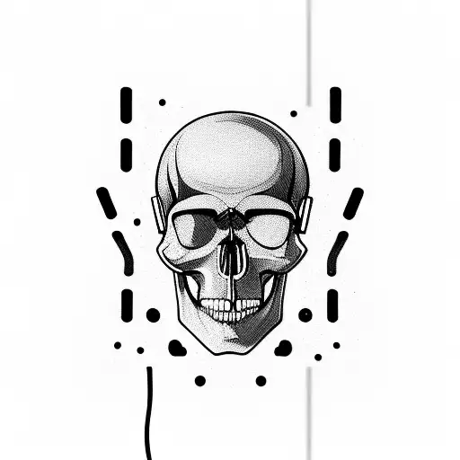 A Skull Dj Mixing Electronic Music Surrounded By Vibrant Neon Lights