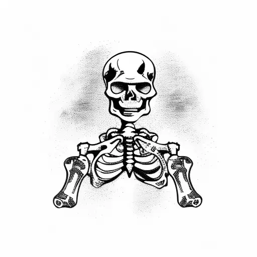 Skeleton On Motorcycle With Liquor Bottle And Gun In Hand